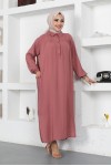  Yanları Yırtmaç Robalı Tam Boy Tunik Gül Kurusu 8222