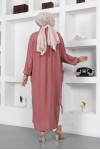  Yanları Yırtmaç Robalı Tam Boy Tunik Gül Kurusu 8222
