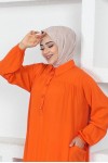Yanları Yırtmaç Robalı Tam Boy Tunik Oranj 8222 Yanları Yırtmaç Robalı Tam Boy Tunik Oranj 8222