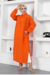 Yanları Yırtmaç Robalı Tam Boy Tunik Oranj 8222 Yanları Yırtmaç Robalı Tam Boy Tunik Oranj 8222