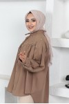 Boncuk Detaylı Tesettür Gömlek Sütlü Kahve 61546 Boncuk Detaylı Tesettür Gömlek Sütlü Kahve 61546