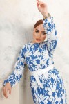 Kemerli Tesettür Elbise Mavi 3134 Kemerli Tesettür Elbise Mavi 3134