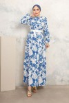 Kemerli Tesettür Elbise Mavi 3134 Kemerli Tesettür Elbise Mavi 3134