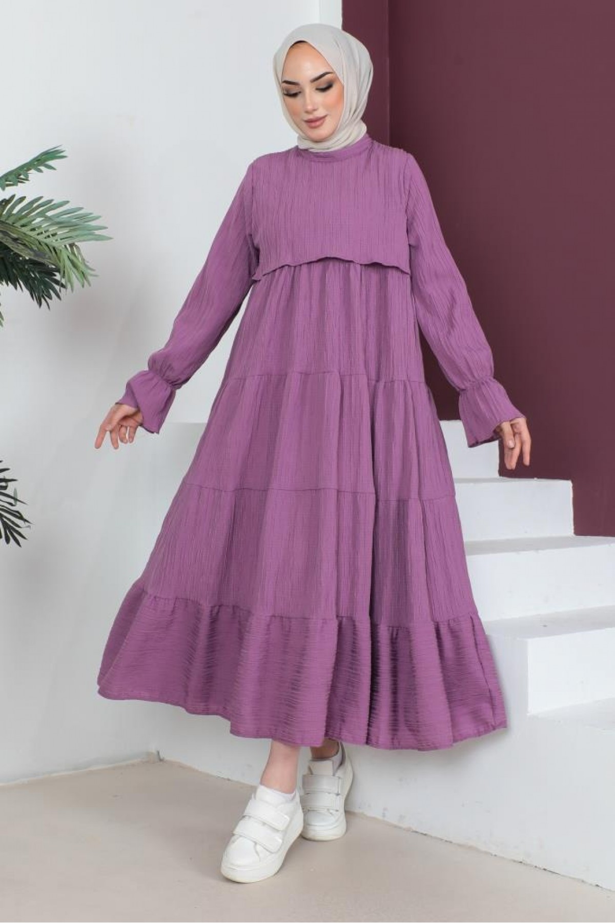 Tesettür Elbise Lila 61605 Tesettür Elbise Lila 61605