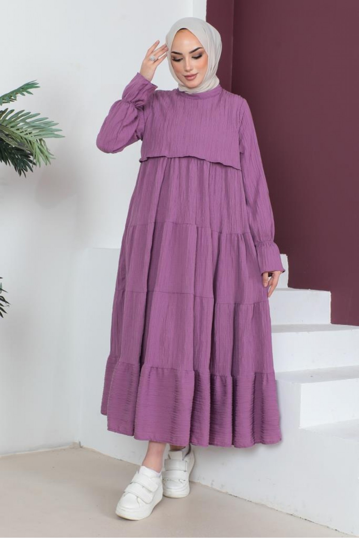 Tesettür Elbise Lila 61605 Tesettür Elbise Lila 61605