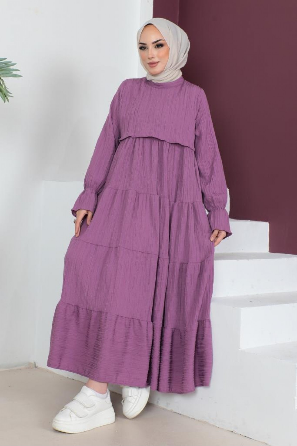 Tesettür Elbise Lila 61605 Tesettür Elbise Lila 61605