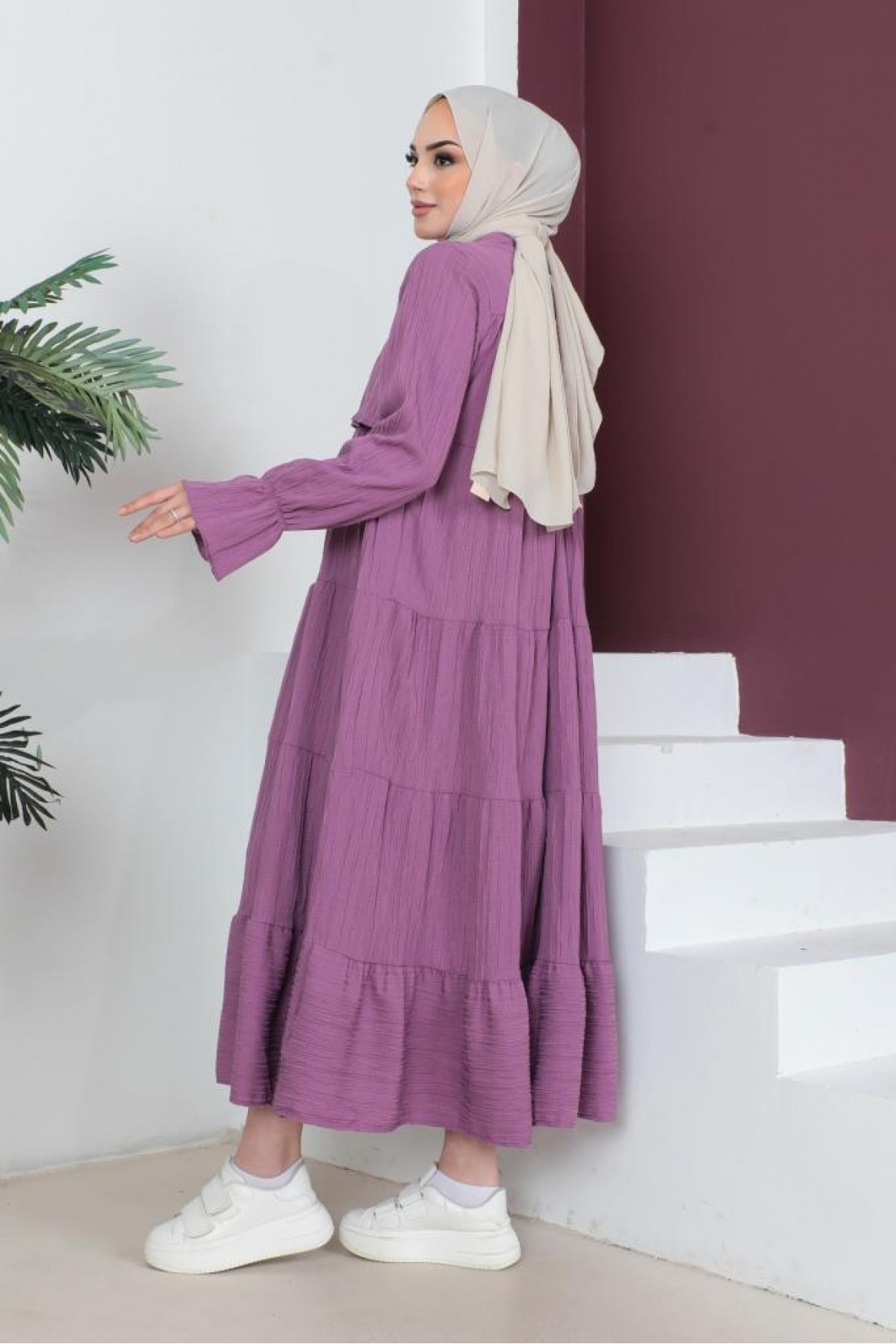 Tesettür Elbise Lila 61605 Tesettür Elbise Lila 61605
