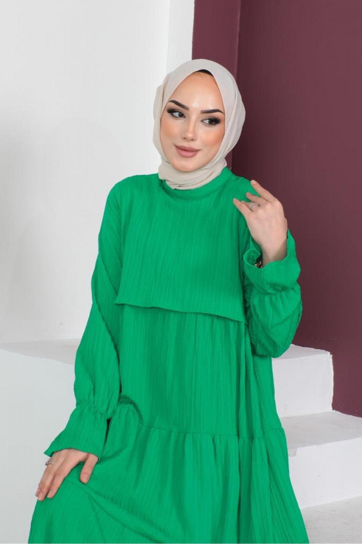 Tesettür Elbise Yeşil 61605 Tesettür Elbise Yeşil 61605