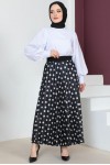 Puantiye Desenli Tesettür Etek Siyah 4555 Puantiye Desenli Tesettür Etek Siyah 4555
