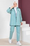 Ceket Pantolon Tesettür İkili Kot Takım Mint Yeşili 8175 Ceket Pantolon Tesettür İkili Kot Takım Mint Yeşili 8175