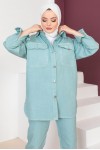 Ceket Pantolon Tesettür İkili Kot Takım Mint Yeşili 8175 Ceket Pantolon Tesettür İkili Kot Takım Mint Yeşili 8175