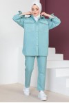 Ceket Pantolon Tesettür İkili Kot Takım Mint Yeşili 8175 Ceket Pantolon Tesettür İkili Kot Takım Mint Yeşili 8175