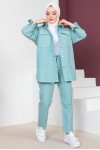 Ceket Pantolon Tesettür İkili Kot Takım Mint Yeşili 8175 Ceket Pantolon Tesettür İkili Kot Takım Mint Yeşili 8175