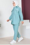 Ceket Pantolon Tesettür İkili Kot Takım Mint Yeşili 8175 Ceket Pantolon Tesettür İkili Kot Takım Mint Yeşili 8175