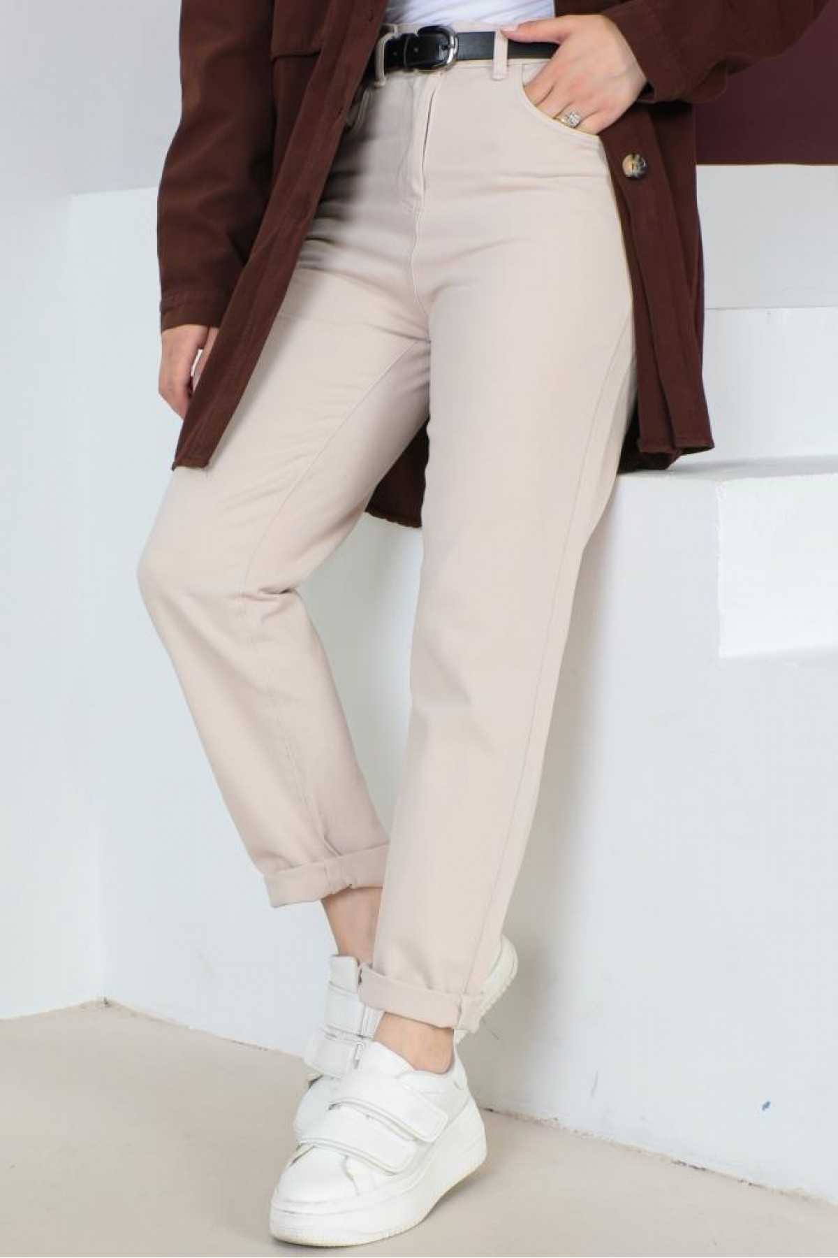 Kemerli Pantolon Bej 27064 Kemerli Pantolon Bej 27064