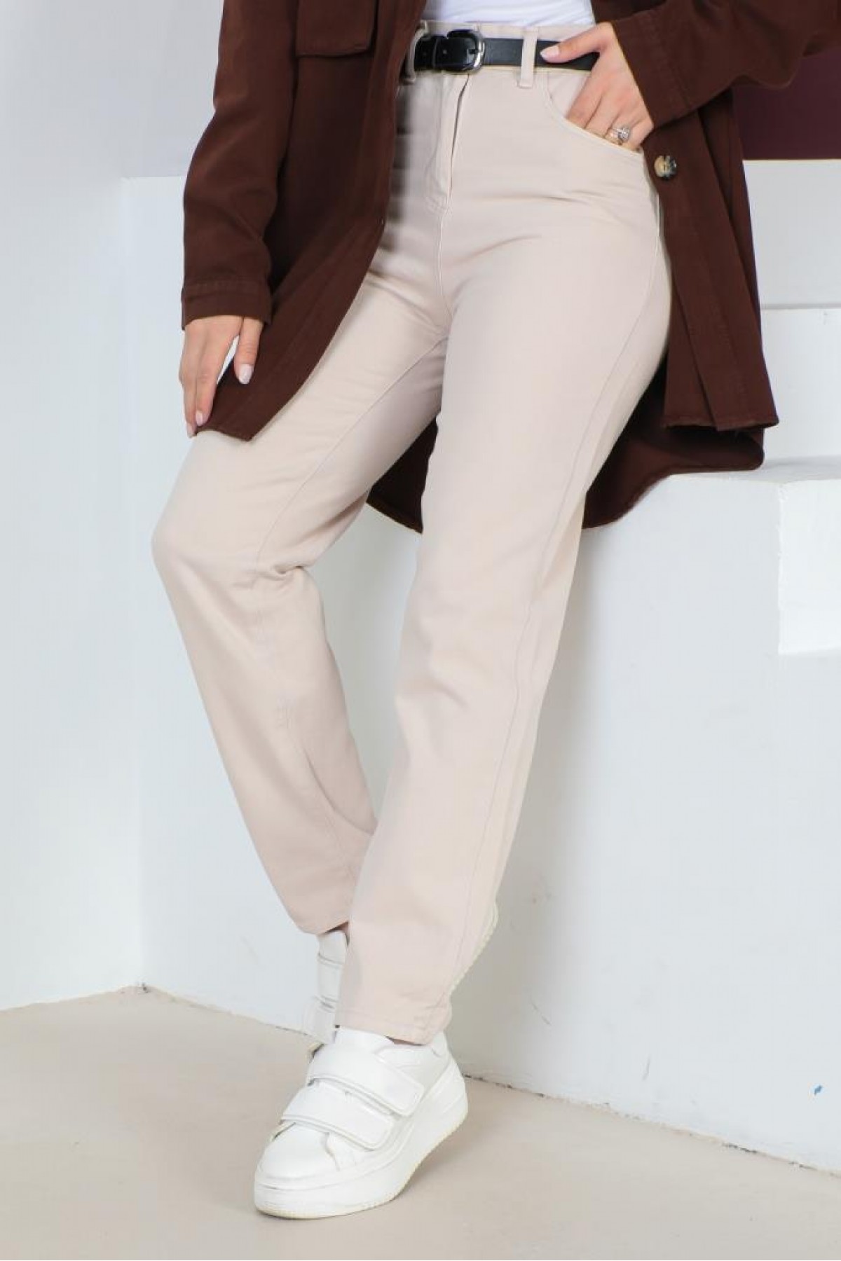 Kemerli Pantolon Bej 27064 Kemerli Pantolon Bej 27064