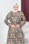 Desenli Viskon Tesettür Elbise Bej 8161 Desenli Viskon Tesettür Elbise Bej 8161