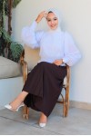 Kemerli Tesettür Etek Koyu Mor 209 Kemerli Tesettür Etek Koyu Mor 209