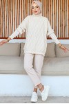 Baklava Desenli Triko Tunik Taş Rengi 368 Baklava Desenli Triko Tunik Taş Rengi 368