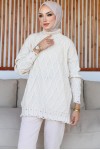 Baklava Desenli Triko Tunik Taş Rengi 368 Baklava Desenli Triko Tunik Taş Rengi 368