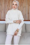 Baklava Desenli Triko Tunik Taş Rengi 368 Baklava Desenli Triko Tunik Taş Rengi 368