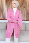 Desenli Triko Hırka Pembe 370 Desenli Triko Hırka Pembe 370