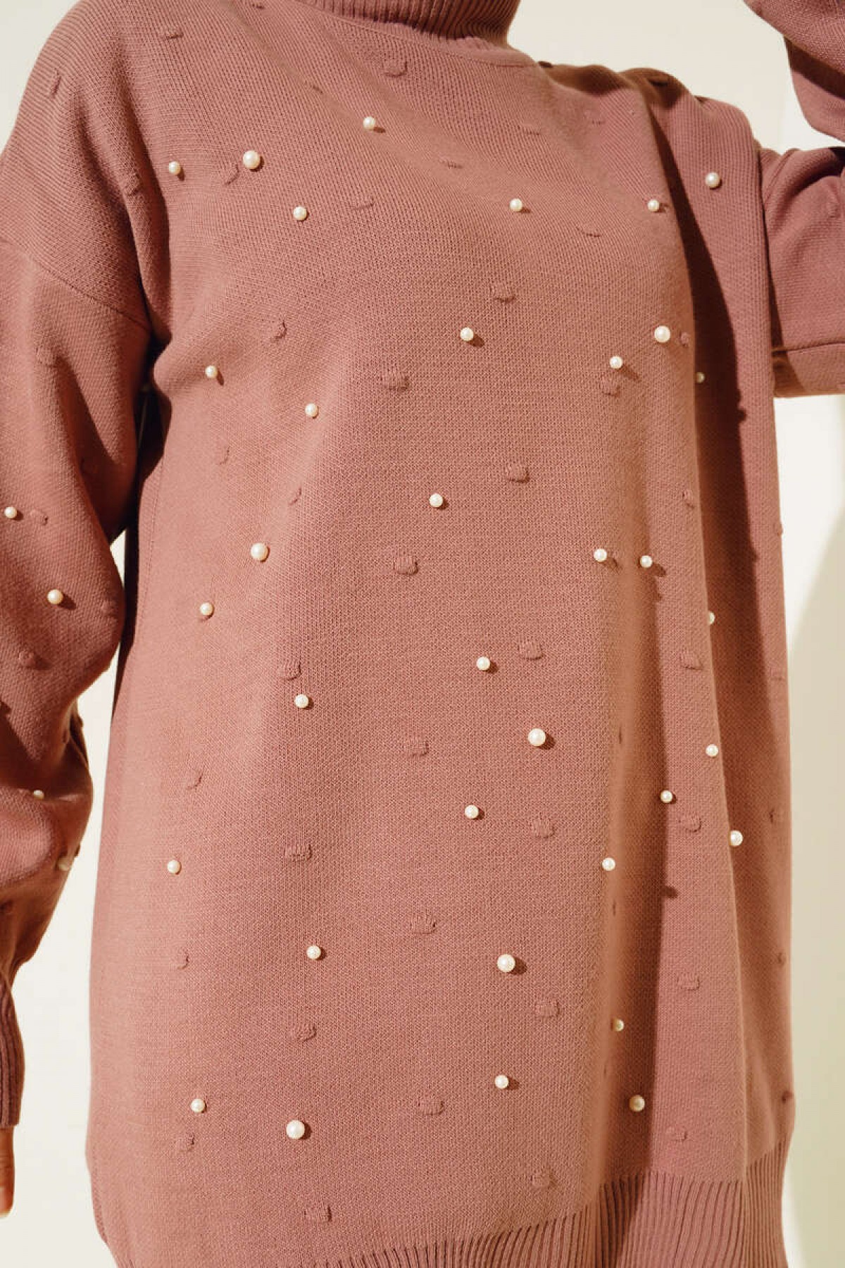 İnci Detalı Triko Tunik Gül Kurusu 5033 İnci Detalı Triko Tunik Gül Kurusu 5033