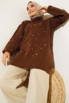 İnci Detalı Triko Tunik Kahverengi 5033 İnci Detalı Triko Tunik Kahverengi 5033