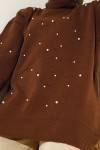İnci Detalı Triko Tunik Kahverengi 5033 İnci Detalı Triko Tunik Kahverengi 5033