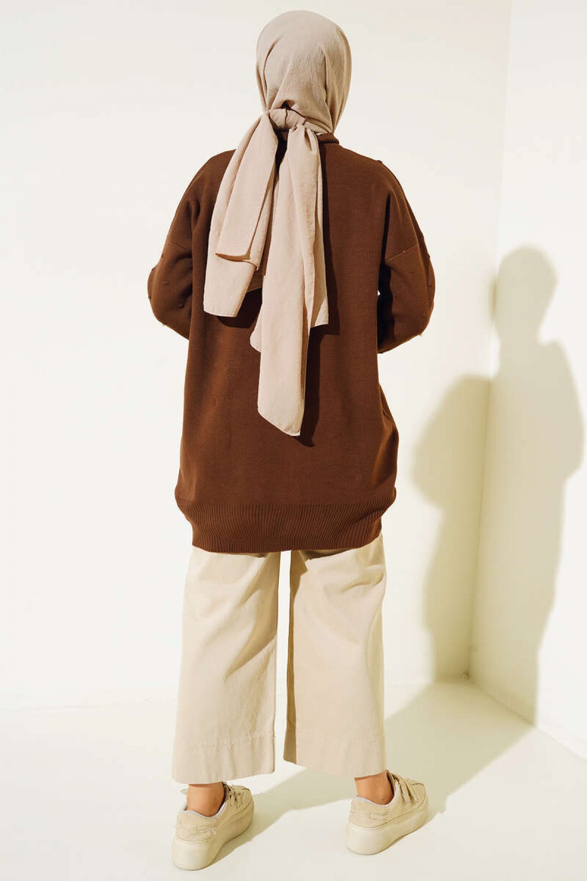 İnci Detalı Triko Tunik Kahverengi 5033 İnci Detalı Triko Tunik Kahverengi 5033