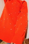 İnci Detalı Triko Tunik Oranj 5033 İnci Detalı Triko Tunik Oranj 5033