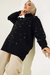 İnci Detalı Triko Tunik Siyah 5033 İnci Detalı Triko Tunik Siyah 5033
