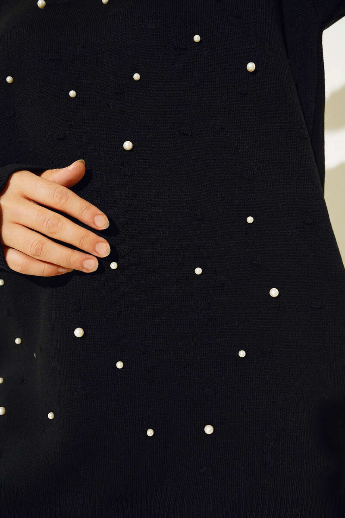 İnci Detalı Triko Tunik Siyah 5033 İnci Detalı Triko Tunik Siyah 5033