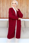 Uzun Cepli Triko Hırka Bordo 4067 Uzun Cepli Triko Hırka Bordo 4067
