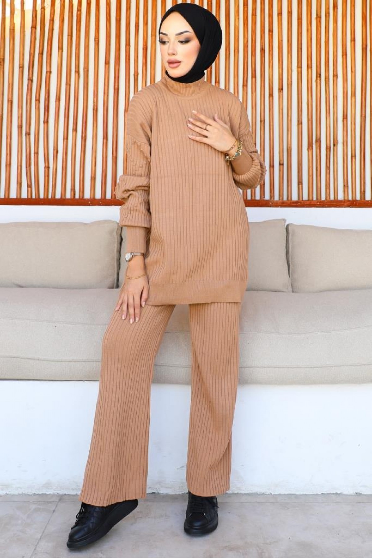  Fitilli Triko Takım Camel 6118