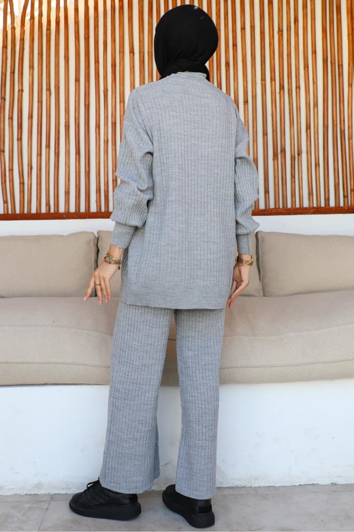 Fitilli Triko Takım Gri 6118 Fitilli Triko Takım Gri 6118
