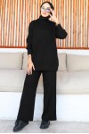  Fitilli Triko Takım Siyah 6118