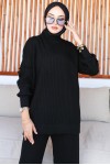  Fitilli Triko Takım Siyah 6118