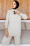 Fitilli Triko Takım Taş Rengi 6118 Fitilli Triko Takım Taş Rengi 6118