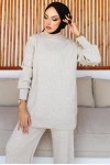 Fitilli Triko Takım Taş Rengi 6118 Fitilli Triko Takım Taş Rengi 6118
