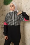 İki İplik Tesettür Takım Siyah-Pembe 3413 İki İplik Tesettür Takım Siyah-Pembe 3413