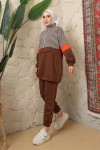 İki İplik Tesettür Takım Kahve-Oranj 3413 İki İplik Tesettür Takım Kahve-Oranj 3413