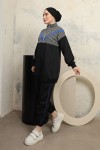 İki İplik Tesettür İkili Takım Siyah-Mavi 3412 İki İplik Tesettür İkili Takım Siyah-Mavi 3412