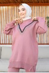 Boncuk Detaylı İkili Takım Gül Kurusu 11005-19 Boncuk Detaylı İkili Takım Gül Kurusu 11005-19