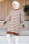 Şeritli Triko Tunik Taba 11007-75 Şeritli Triko Tunik Taba 11007-75