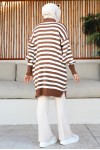 Şeritli Triko Tunik Taba 11007-75 Şeritli Triko Tunik Taba 11007-75