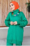 Renkli Kolye Detaylı Triko Takım Yeşil 11016-86 Renkli Kolye Detaylı Triko Takım Yeşil 11016-86
