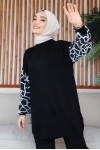 Kolları Çizgi Desenli Triko Takım Siyah 11018-05 Kolları Çizgi Desenli Triko Takım Siyah 11018-05