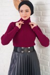 Boğazlı Fitilli Triko Kazak Bordo 11019 Boğazlı Fitilli Triko Kazak Bordo 11019
