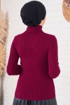 Boğazlı Fitilli Triko Kazak Bordo 11019 Boğazlı Fitilli Triko Kazak Bordo 11019